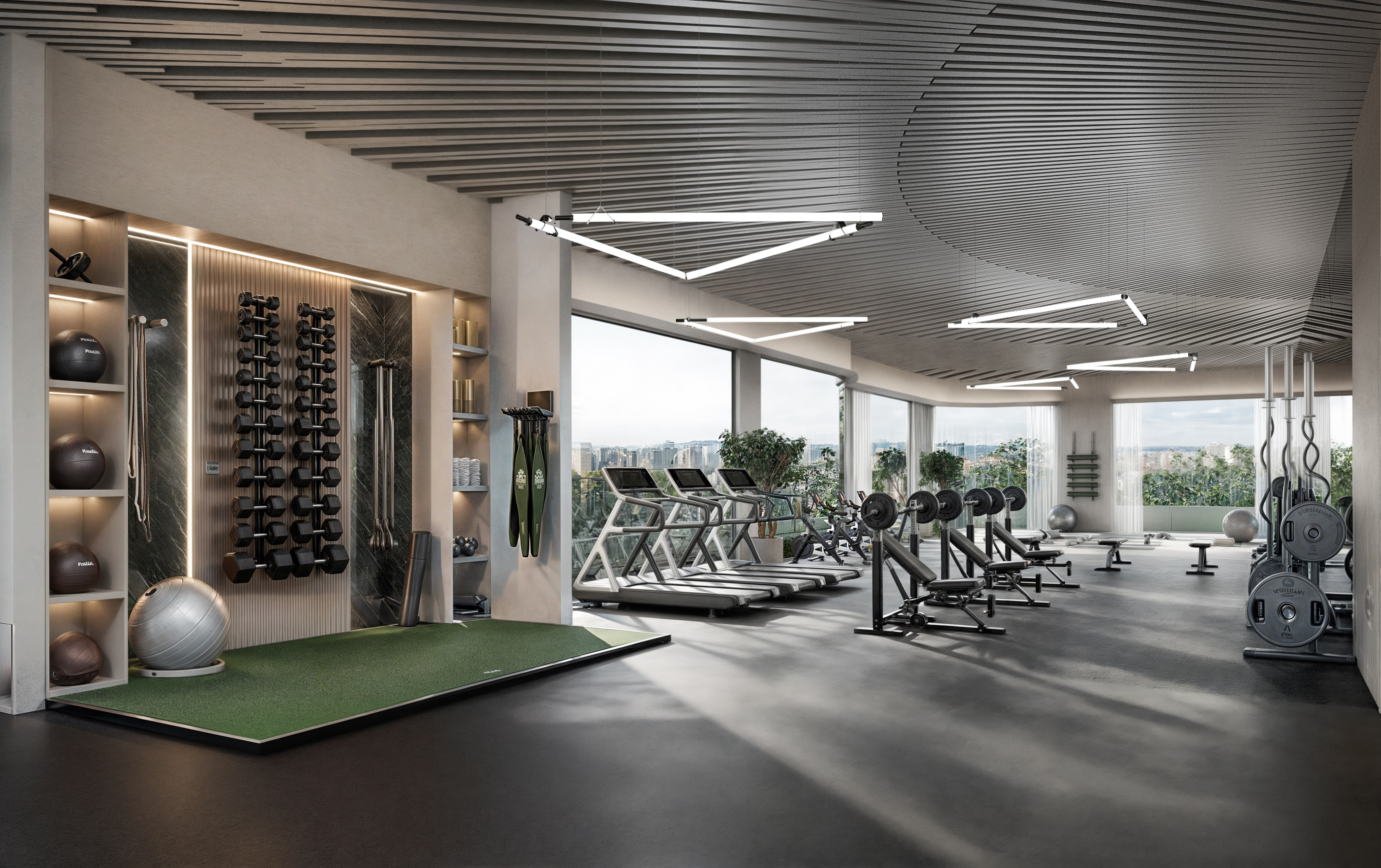 Equipped gym with modern fittings